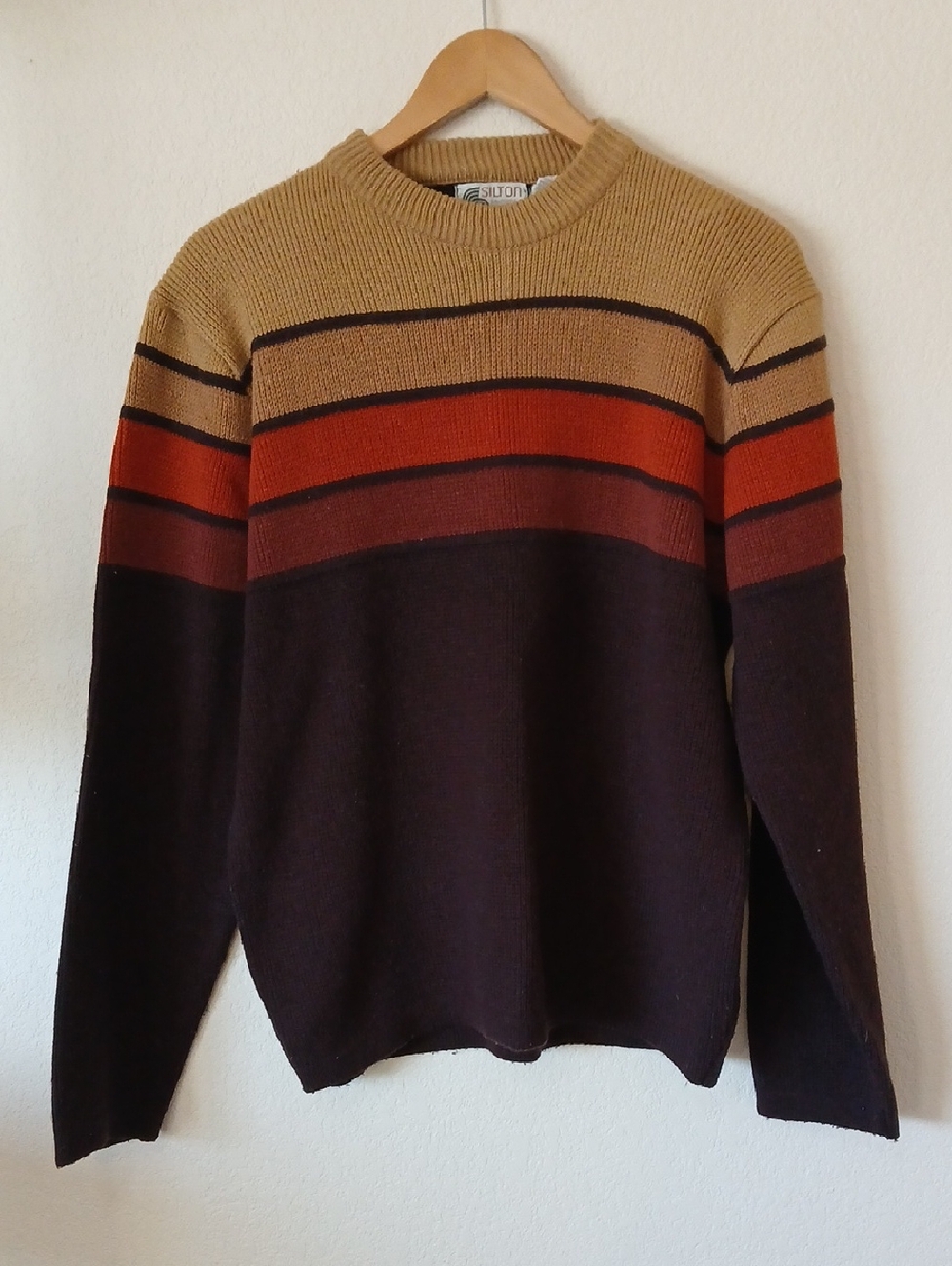 Vintage Silton California 70s Btown Colorblock Acrylic Sweater